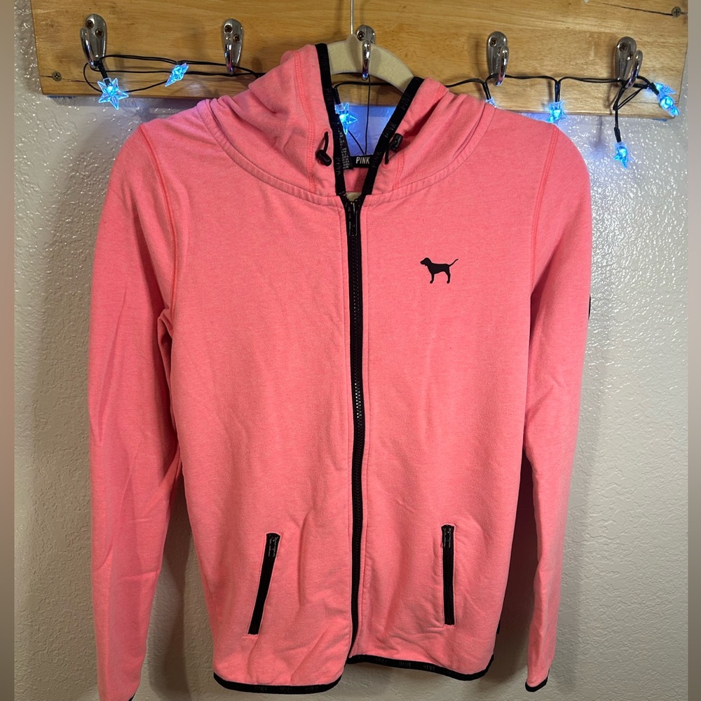 Victoria secret like new pink zipper hoodie. Light weight. Perfect condition